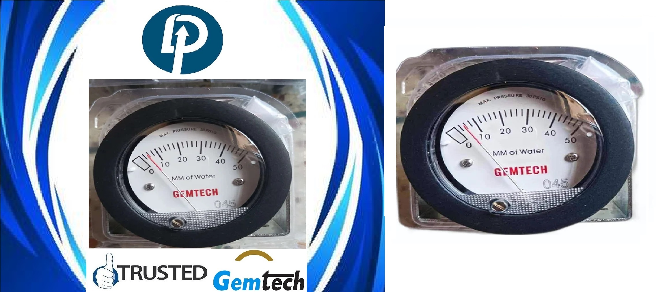 Gemtech Instruments G2-5000-100mm Mini Differential Pressure Gauge 0-100 Mm Wc - Accuracy: A 5 %