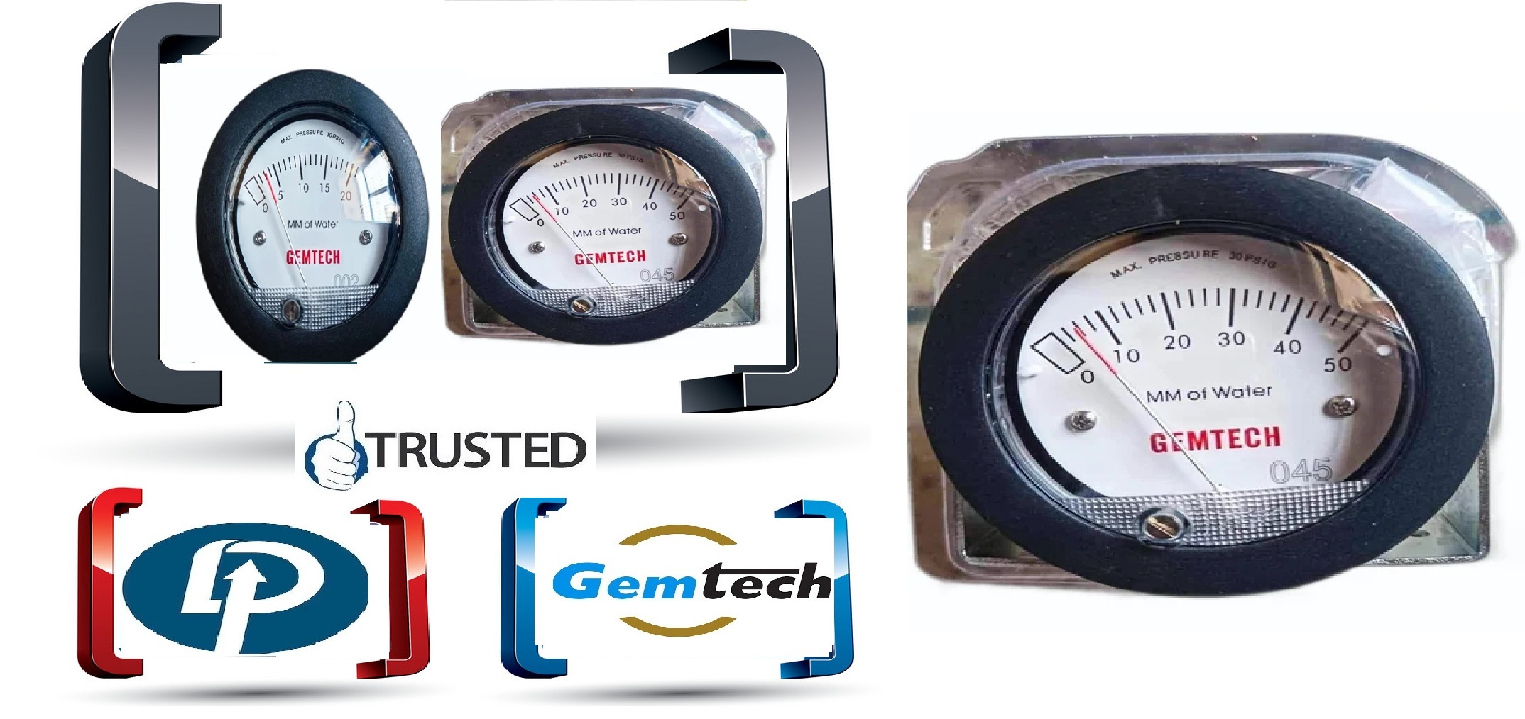 Gemtech Instruments G2-5000-100mm Mini Differential Pressure Gauge 0-100 Mm Wc - Accuracy: A 5 %