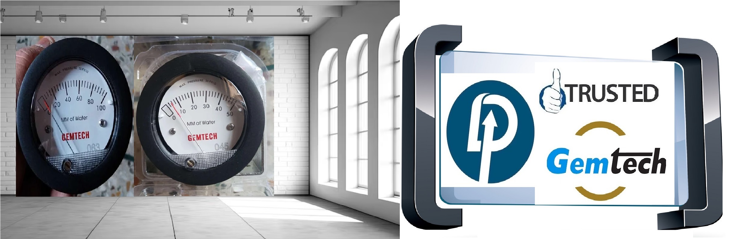 Gemtech Instruments G2-5000-25mm Mini Differential Pressure Gauge: 0-25 Mm Wc - Accuracy: A 5% Of Fs At 70a F (21.1a C) %