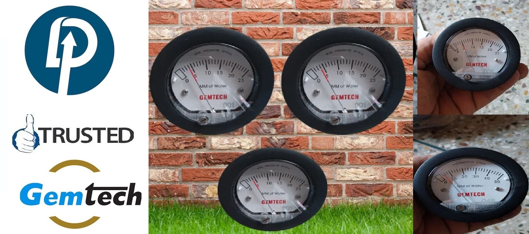 Gemtech Instruments G2-5000-25mm Mini Differential Pressure Gauge: 0-25 Mm Wc - Accuracy: A 5% Of Fs At 70a F (21.1a C) %