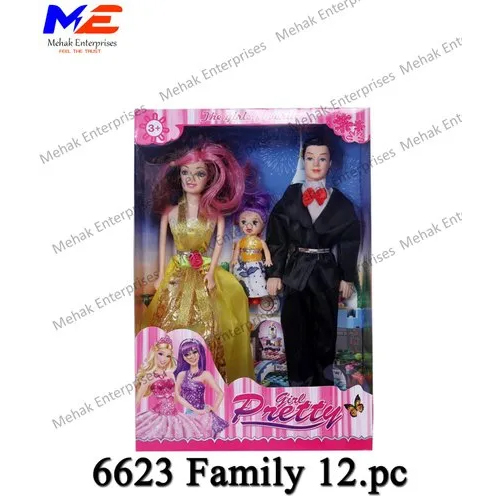 Barbie Doll Family Set - Plastic, Multicolor Cartoon Toy | Good Quality, Designed for Ages 6 and Up