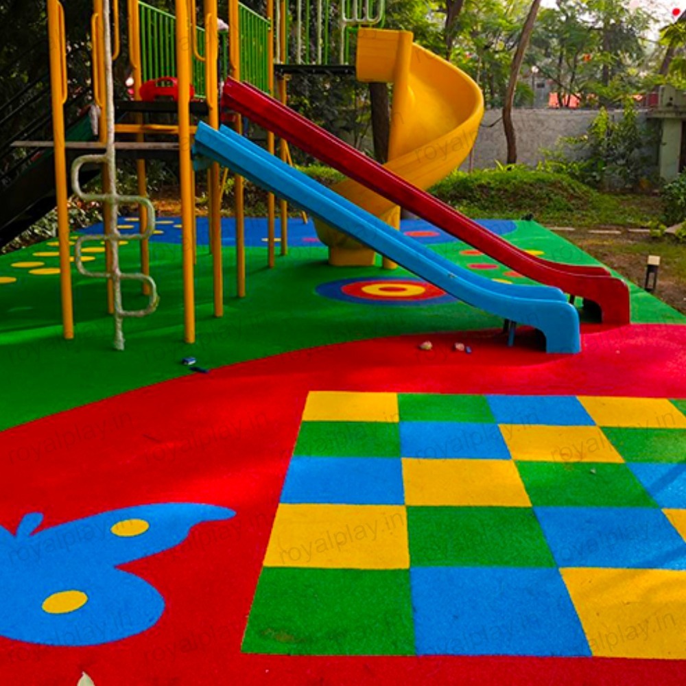Epdm Flooring - 19 Mm Thick, Multi-color Options Like Green, Blue, Orange, Red, Yellow | Waterproof, Impact Absorbing, Anti-slip, Easy Maintenance