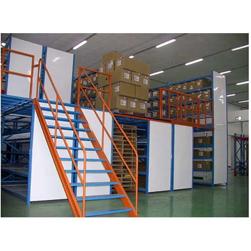 Mezzanine Floor - Stainless Steel, Rectangle | Blue & Orange, Industrial Storage Solution