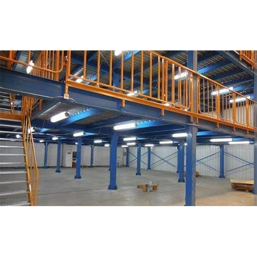Mezzanine Floor - Stainless Steel, Rectangle | Blue & Orange, Industrial Storage Solution