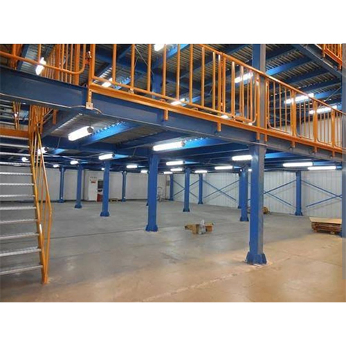 Mezzanine Floor - Stainless Steel, Rectangle | Blue & Orange, Industrial Storage Solution