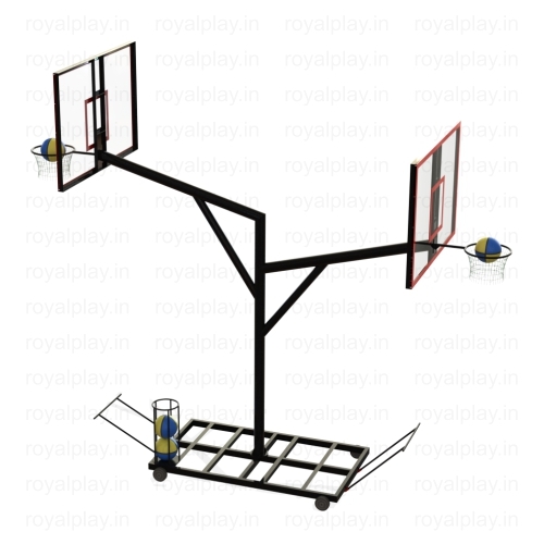 Dual Basketball Pole Movable With Acrylic Board - All Weather Proof Material, 16' Height, Uv Protected, Easy Installation, Multi-color Options