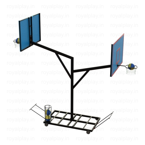 Dual Basketball Pole Movable With Frp Board - Display Color: Red
