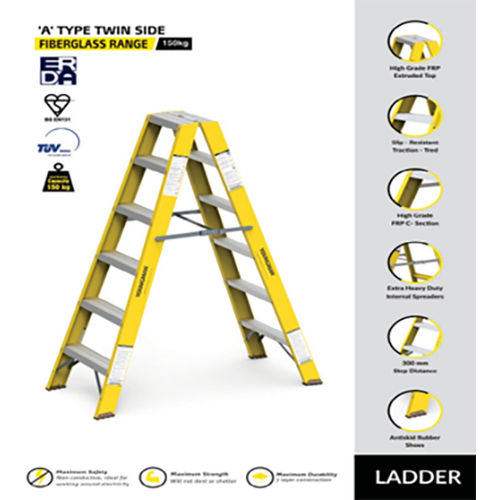 नॉन-कंडक्टिव फाइबरग्लास स्टाइल्स बिजली के आसपास काम करने के लिए आदर्श हाई-परफॉर्मेंस होल्स्टर टॉप Frp A टाइप डबल साइडेड लैडर