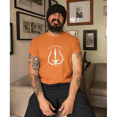 White Trident Summer T-Shirt - Cotton Blend, Customized Sizes, Vibrant Yellow Color | Short Sleeves, O-Neck Collar, Unique Printed Pattern