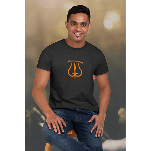 Mens Summer T-Shirt - Printed Cotton Blend, Customized Size | Black Color for Everyday Comfort and Casual Style