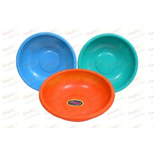 16 Inch Plastic Ghamela Virgin - Virgin Plastic, 16" Diameter, Blue, Green, Orange, Rigid Structure, Round Shape, 100 Pieces Per Bundle