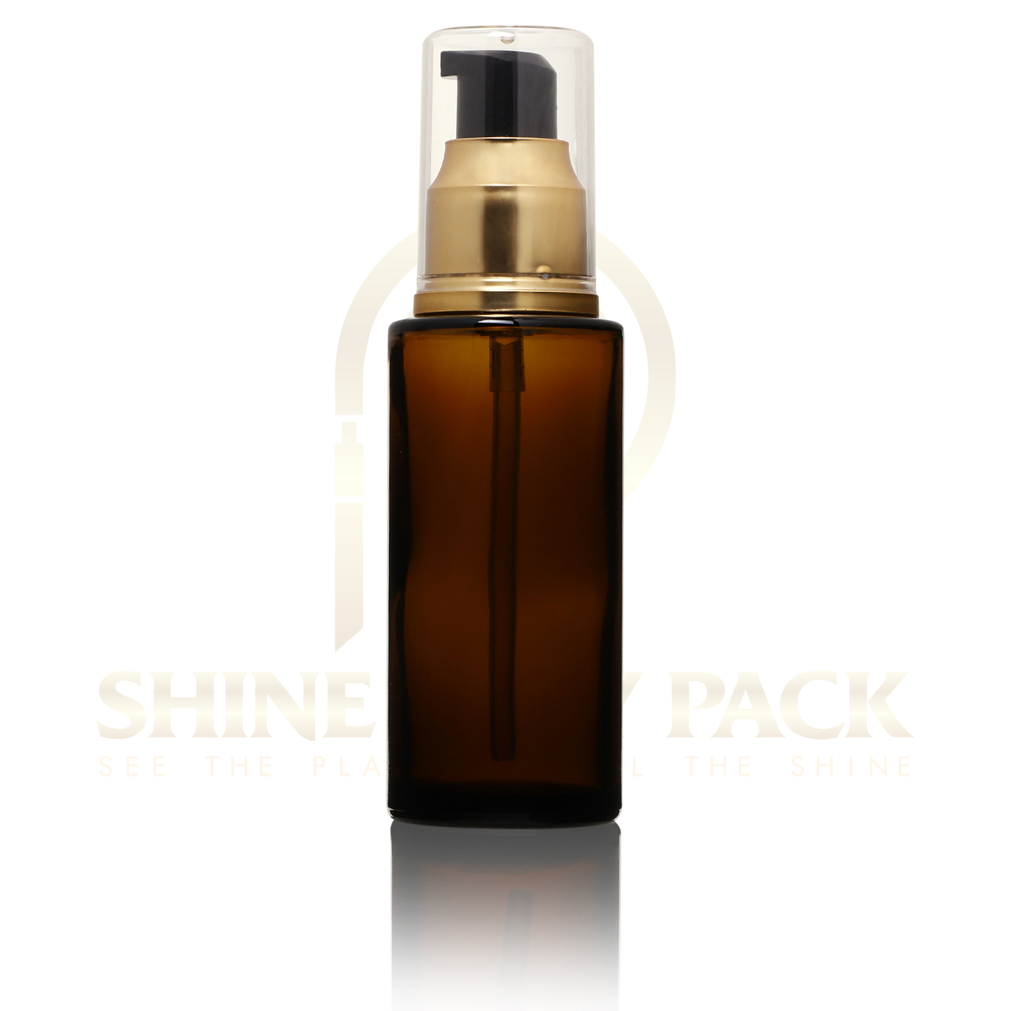 50ml Glass Flat Shoulder Dropper Amber Bottle - Glass Material, Size: 30ml - 100ml, Color: Amber, Shape: Round, Sealing Type: Pump Sprayer