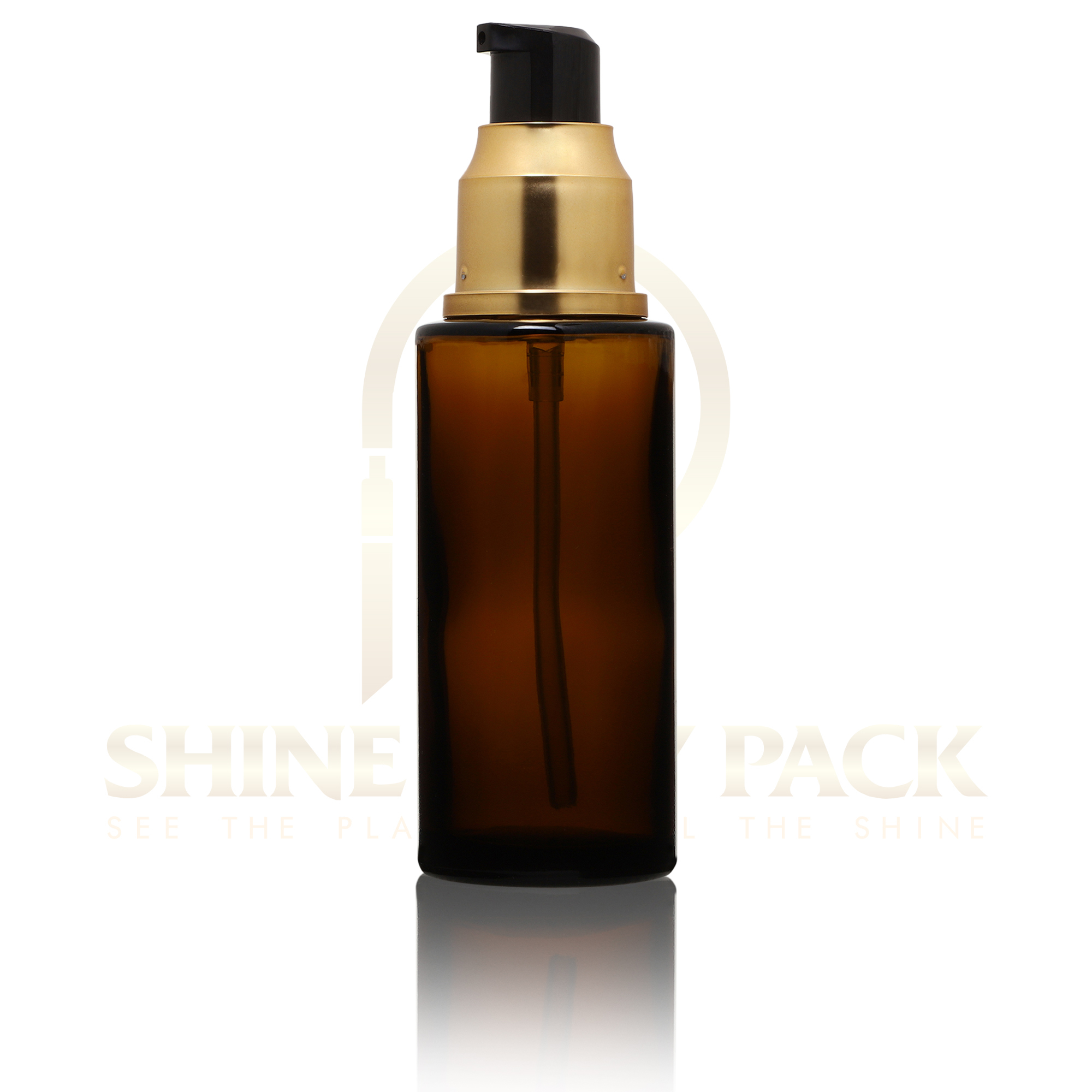 50ml Glass Flat Shoulder Dropper Amber Bottle - Glass Material, Size: 30ml - 100ml, Color: Amber, Shape: Round, Sealing Type: Pump Sprayer