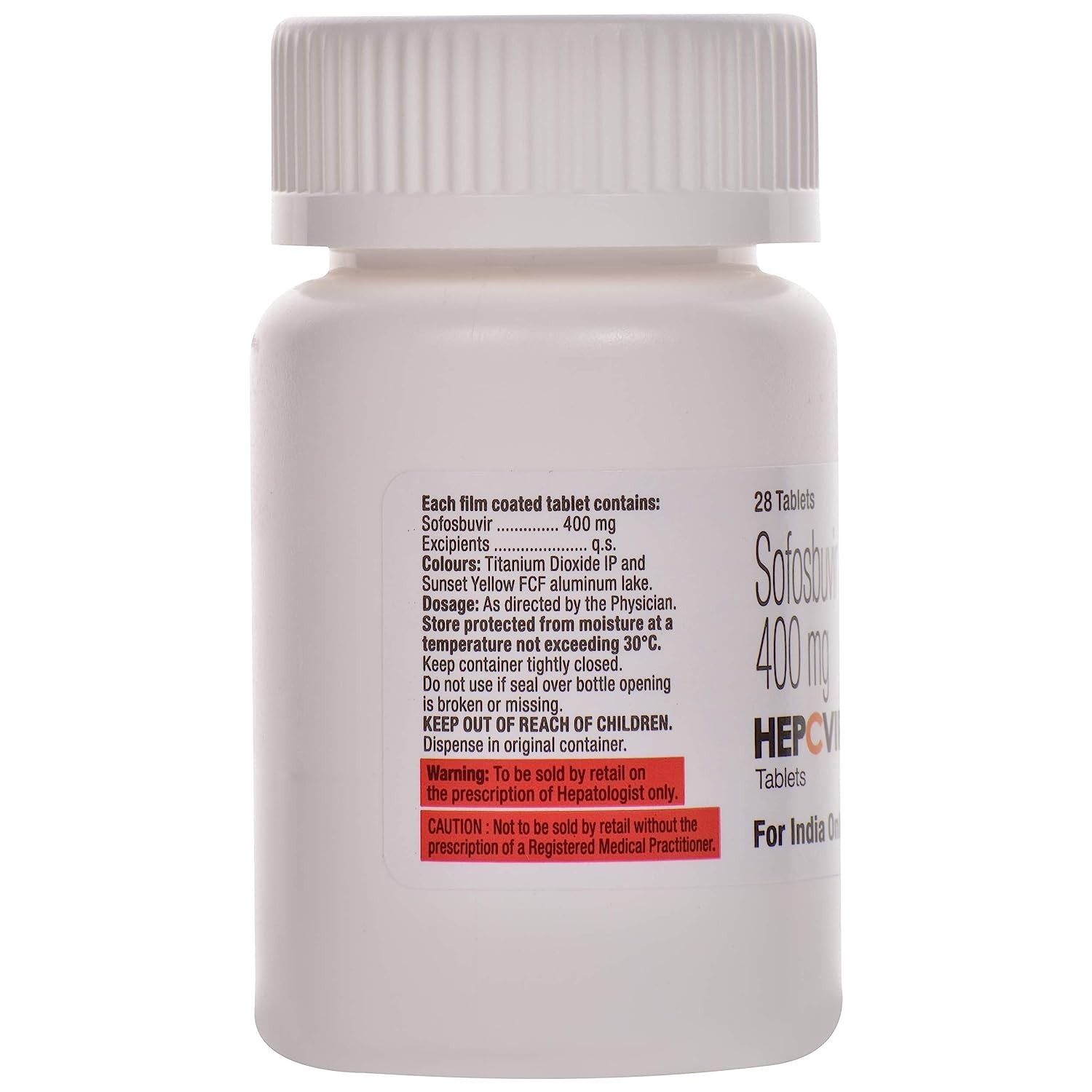 Hepcvir Tablets - 400mg Sofosbuvir | Health Supplements For All Ages, Warning: Keep Away From Children And Pets