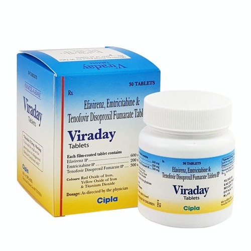 Viraday Tablets - Efavirenz, Emtricitabine, Tenofovir Disoproxil Fumarate | Health Supplements For All Age Groups, Stored Away From Moisture, Child-safe Guidance