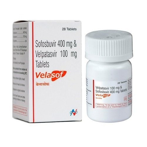Velasof Tablets - Velpatasvir 100mg & Sofosbuvir 400mg, Film-coated, Indigo Carmine & Brilliant Blue Fcf, 28 Tablets Per Bottle, Protect From Moisture