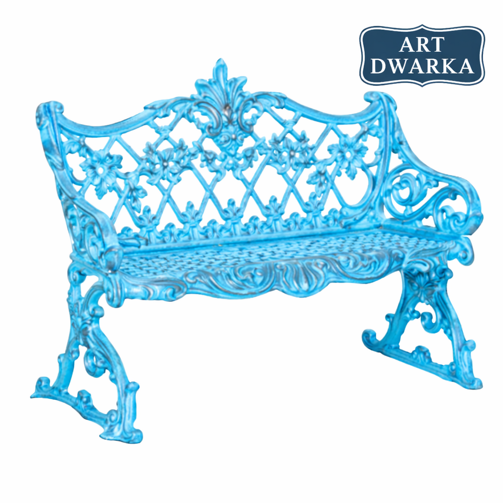 Luxurious Blue Cast Iron Sofa - 74 Kilograms, Modern Indian Style, Durable Material