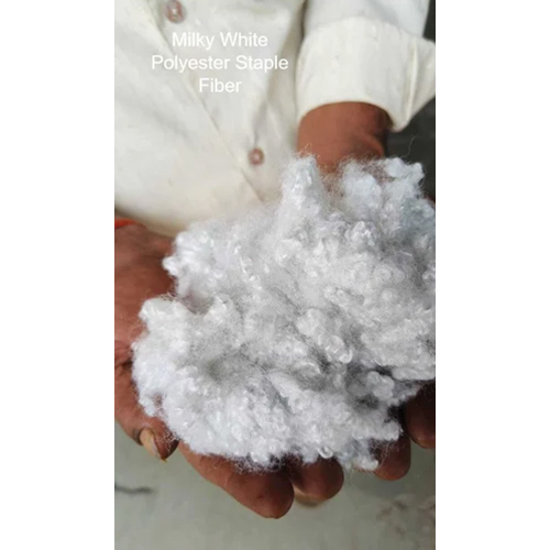 Milky White Polyester Staple Fibre - 100% Eco-friendly Raw Polyester, Perfect For Filling Material & Non-woven Fabric Applications
