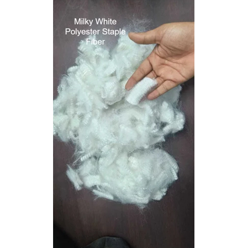 Milky White Polyester Staple Fibre - 100% Eco-friendly Raw Polyester, Perfect For Filling Material & Non-woven Fabric Applications