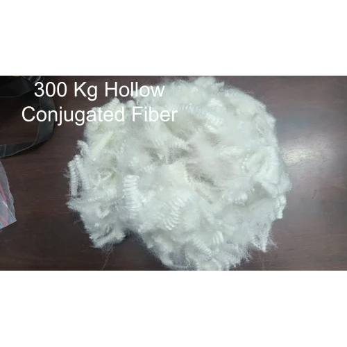 White Hollow Conjugated Fibre - Polyester Material, 68 Mm Fiber Length, Eco-friendly, Raw Pattern | Ideal For Filling Material And Non-woven Fabric