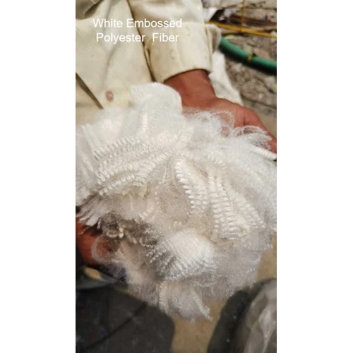 White Embossed Polyester Fibre - 100% Polyester, Raw Pattern, Eco-friendly | Ideal For Filling Material And Non-woven Fabric Applications