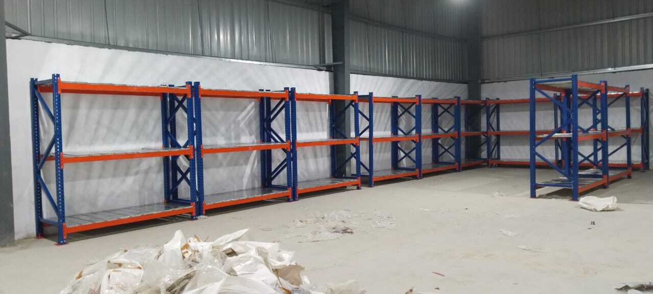 Heavy Duty Rack - Mild Steel, 2 Layers, 4 Shelves, Load Per Layer >500 Kg, Blue | Bulk Storage, Durable Build, Easy Access, Space Saving