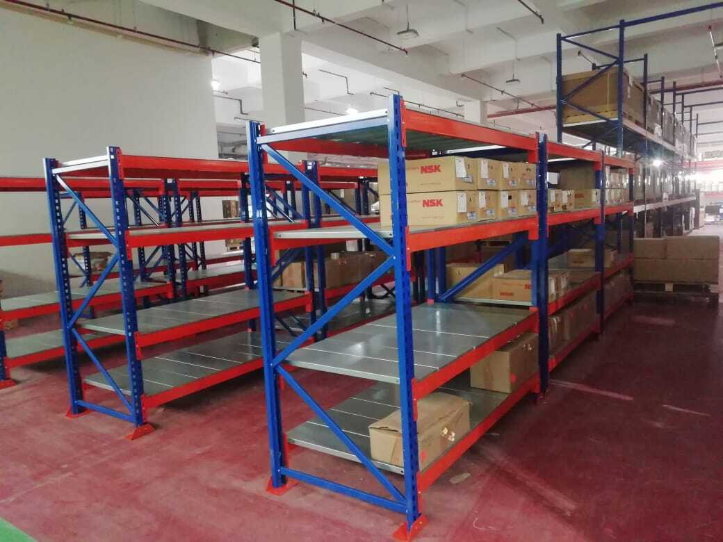 Heavy Duty Rack - Mild Steel, 2 Layers, 4 Shelves, Load Per Layer >500 Kg, Blue | Bulk Storage, Durable Build, Easy Access, Space Saving