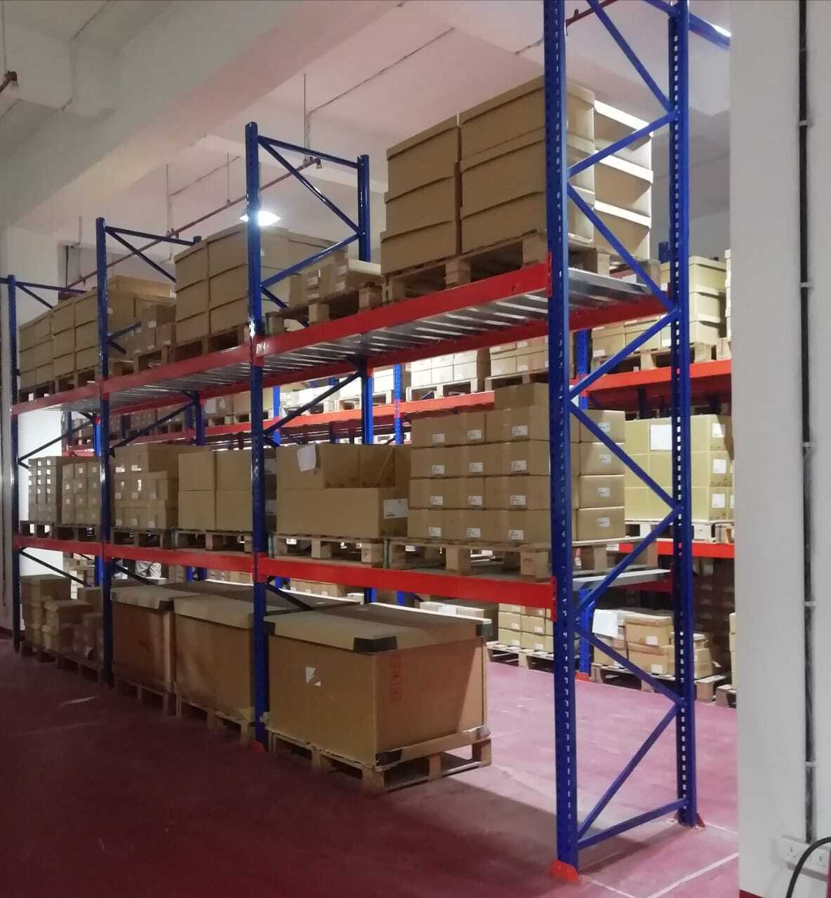 Heavy Duty Rack - Mild Steel, 2 Layers, 4 Shelves, Load Per Layer >500 Kg, Blue | Bulk Storage, Durable Build, Easy Access, Space Saving