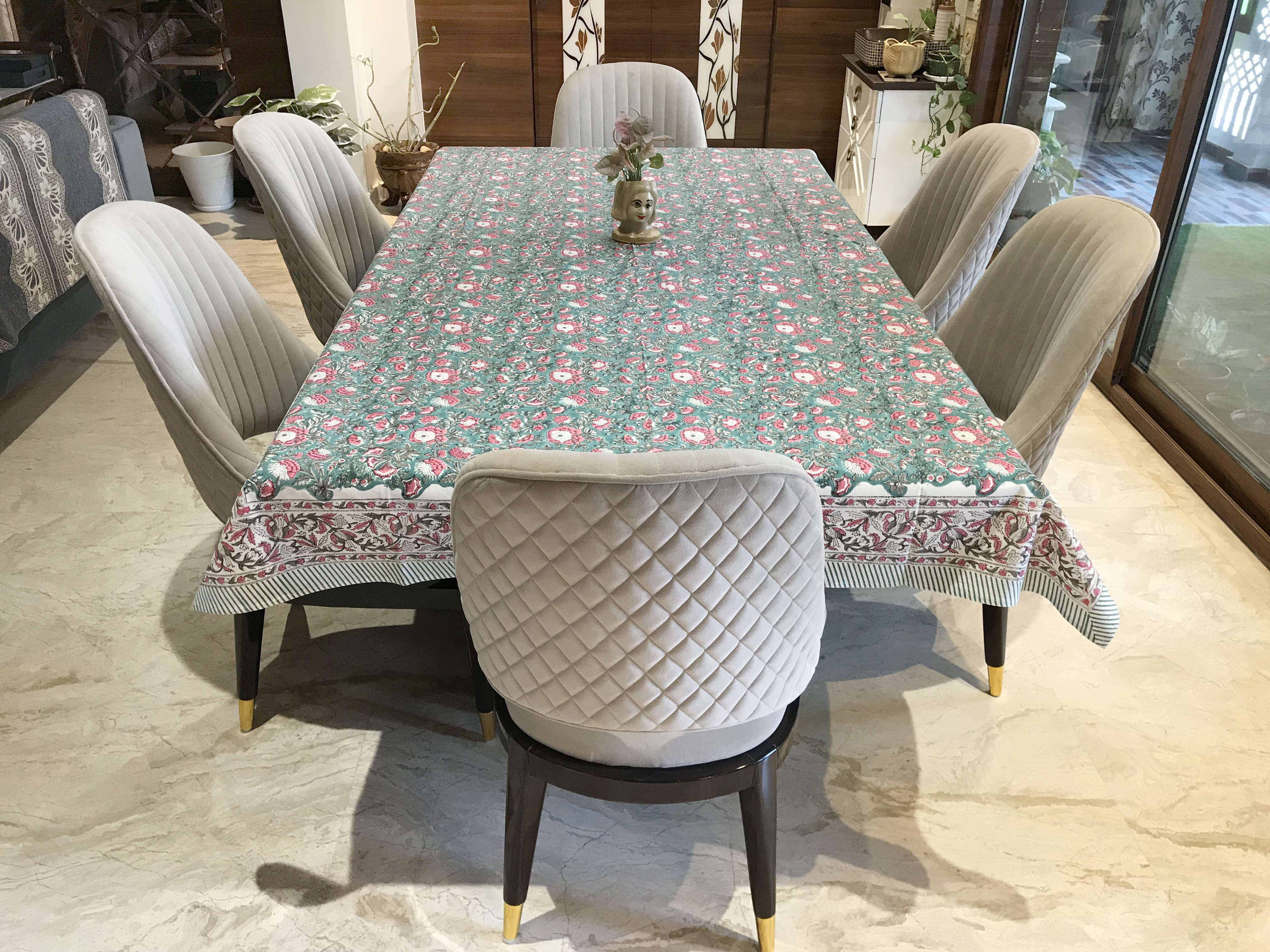 Indian Floral Block Print Tablecloth - 100% Cotton, 72 Inch Rectangle, Assorted Colors & Patterns | Elegant Handmade Table Linen Perfect For Dining Decor