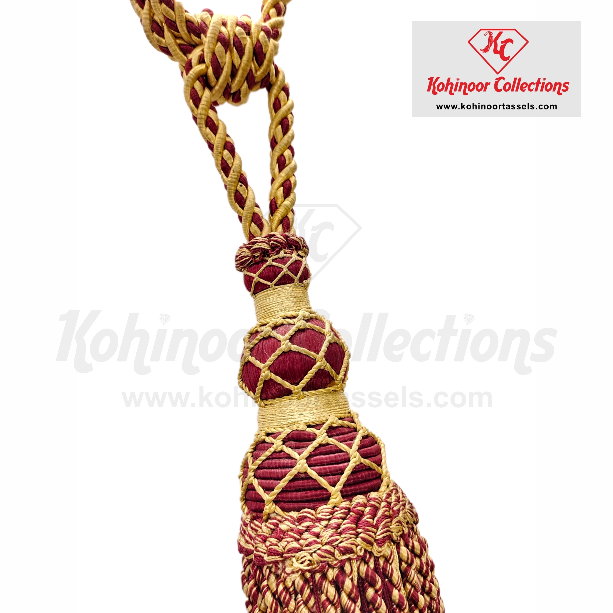 Curtain Tie Back (Kctb2012) - Silk Material, 12-18 Inches Length, Burgundy Color | Handmade, Elegant Design, Durable & Stylish Functionality