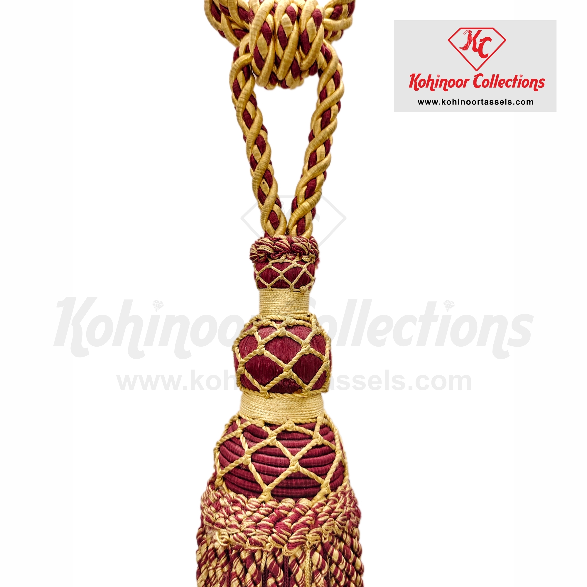 Curtain Tie Back (Kctb2012) - Silk Material, 12-18 Inches Length, Burgundy Color | Handmade, Elegant Design, Durable & Stylish Functionality