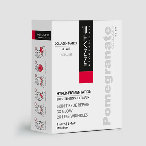 शीट मास्क ट्रायल पैक के साथ अनार कोलेजन फेशियल किट सूखी और ठंडी जगह रखें