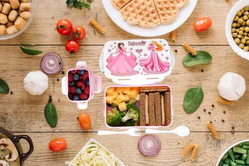 Lunchex Kid Lunch Box - Plastic, 2-Compartment Design | Leak Proof, Compact, Easy to Carry with High Quality Handle, BPA Free