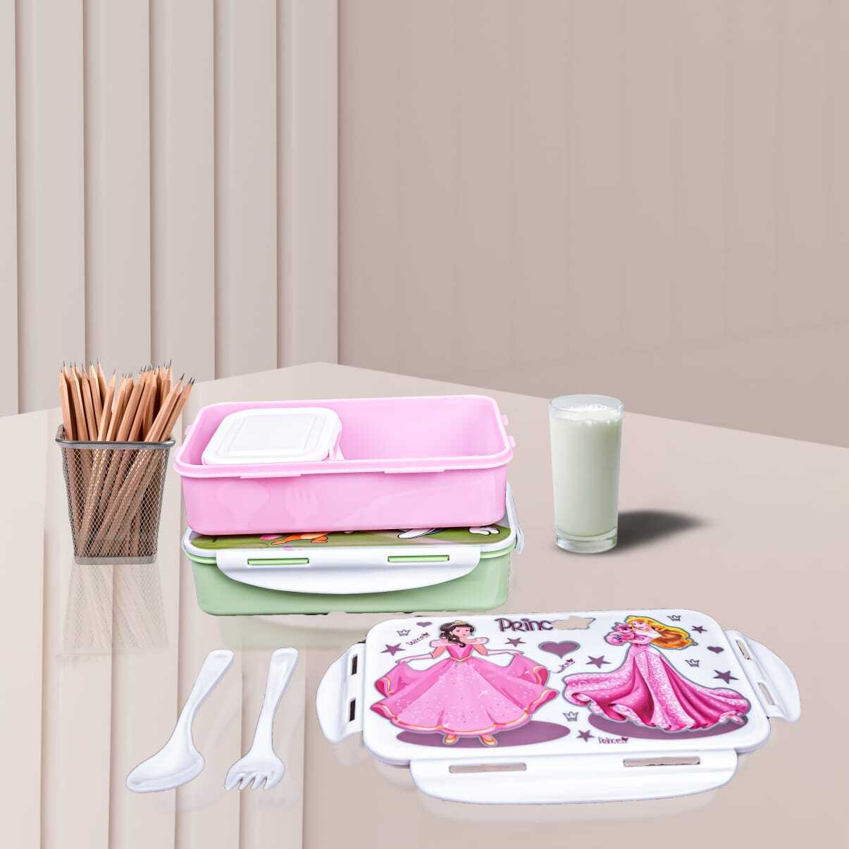 Lunchex Kid Lunch Box - Plastic, 2-compartment Design | Leak Proof, Compact, Easy To Carry With High Quality Handle, Bpa Free
