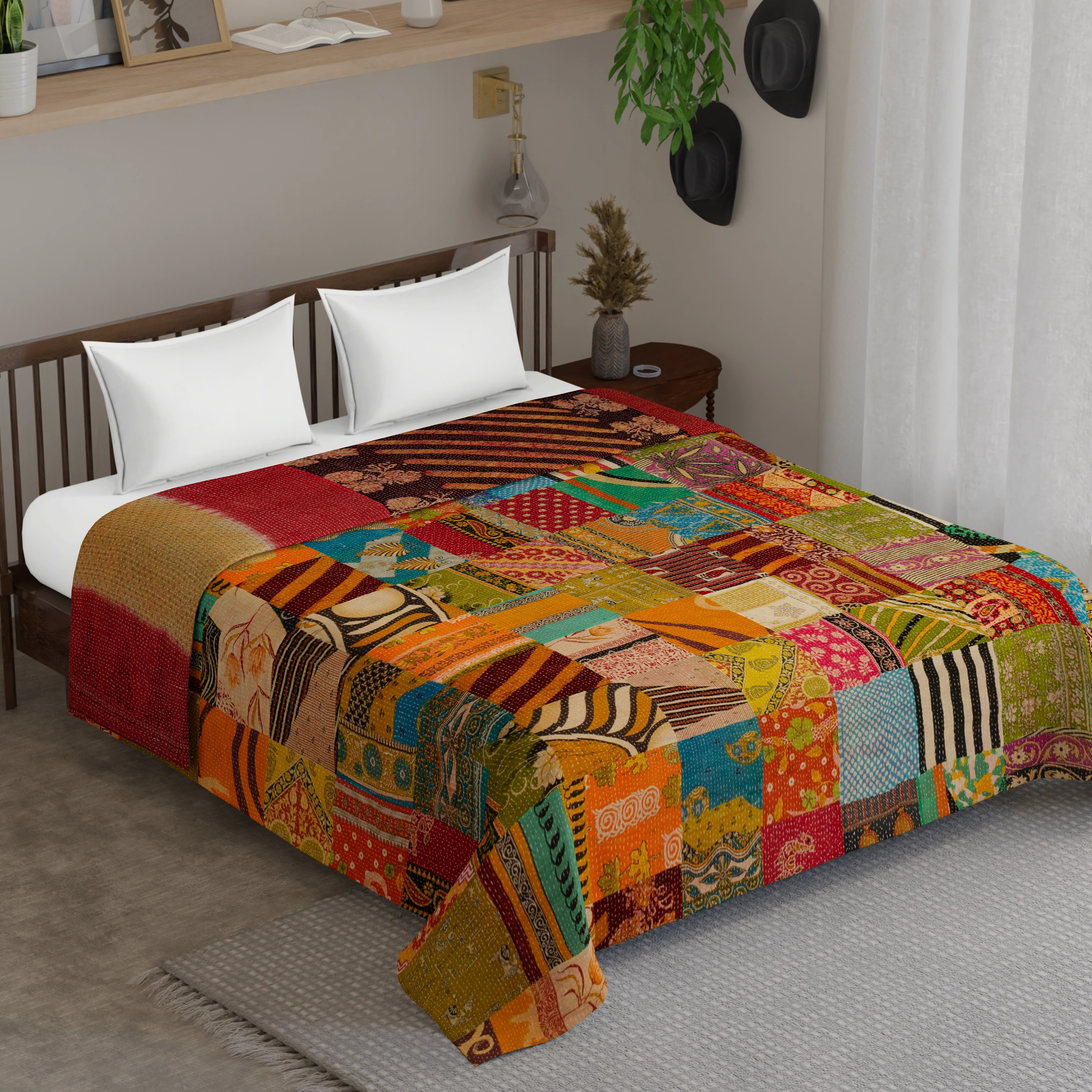 Vintage Kantha Patchwork Gudari - Color: Available In Different Colour