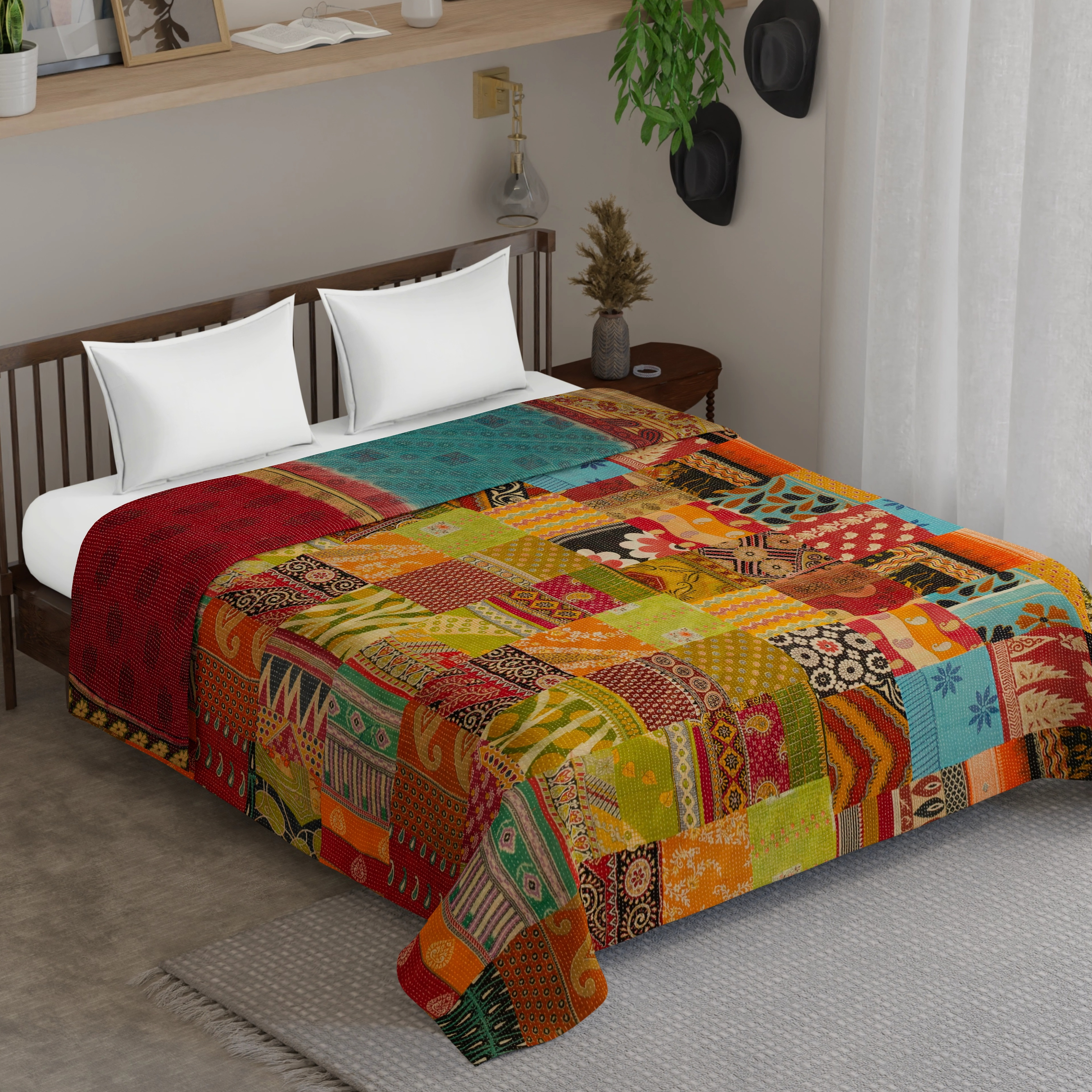 Vintage Kantha Patchwork Gudari - Color: Available In Different Colour