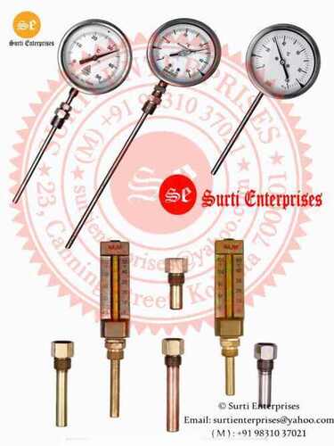 सिका टाइप / V फॉर्म इंडस्ट्रियल थर्मामीटर - डाई कास्ट एल्युमिनियम और SS 304 केस, 100/150 mm डायल साइज, IP-65 वेदरप्रूफ प्रोटेक्शन, ग्लिसरीन फिल्ड विकल्प