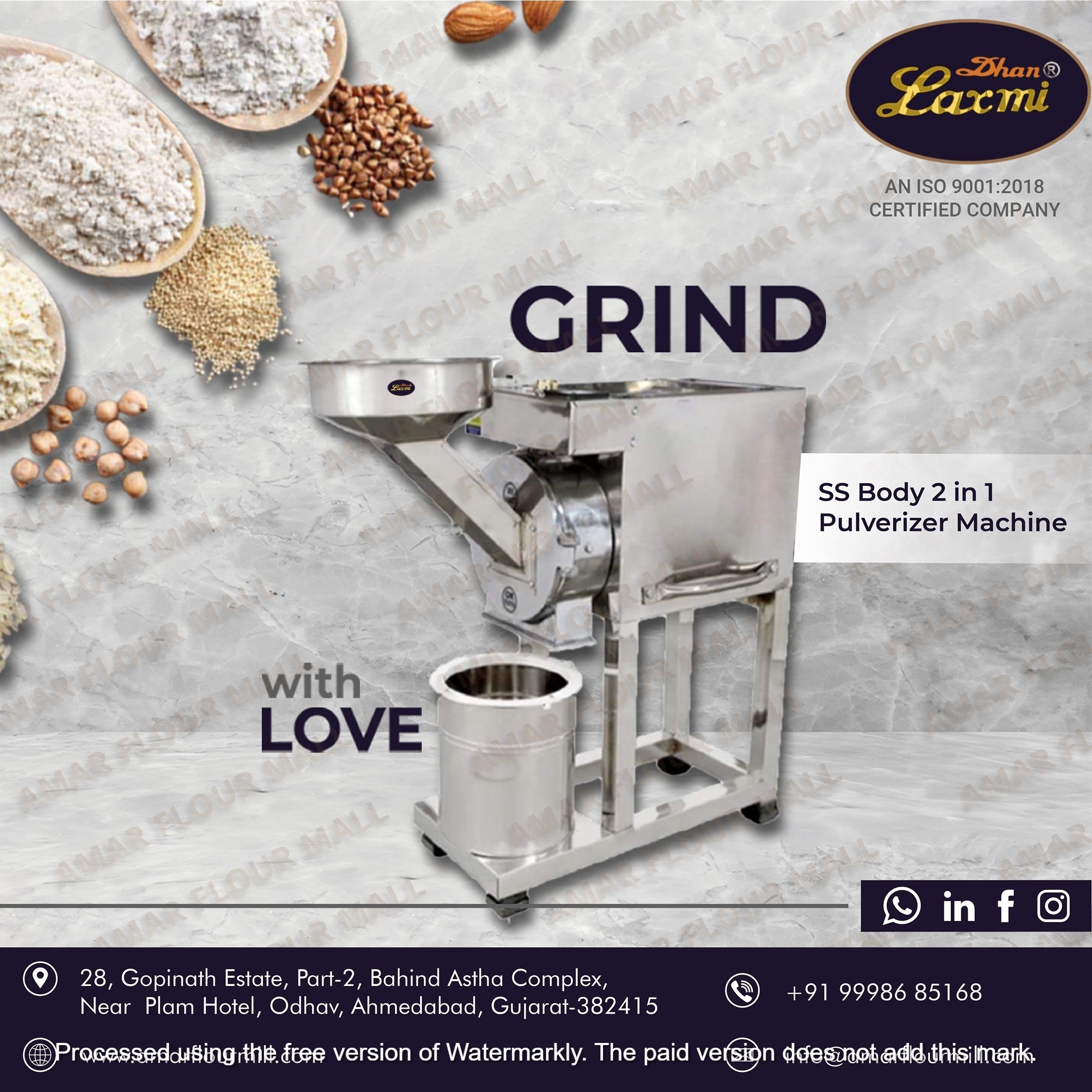 Automatic 2 Hp Stainless Steel 2 In 1 Pulverizer - 10"x4" Grinding Chamber, 40 Kg, 1.5 Kw Power, Silver Finish, Dust-free Operation, Ideal For Atta And Masala Grinding