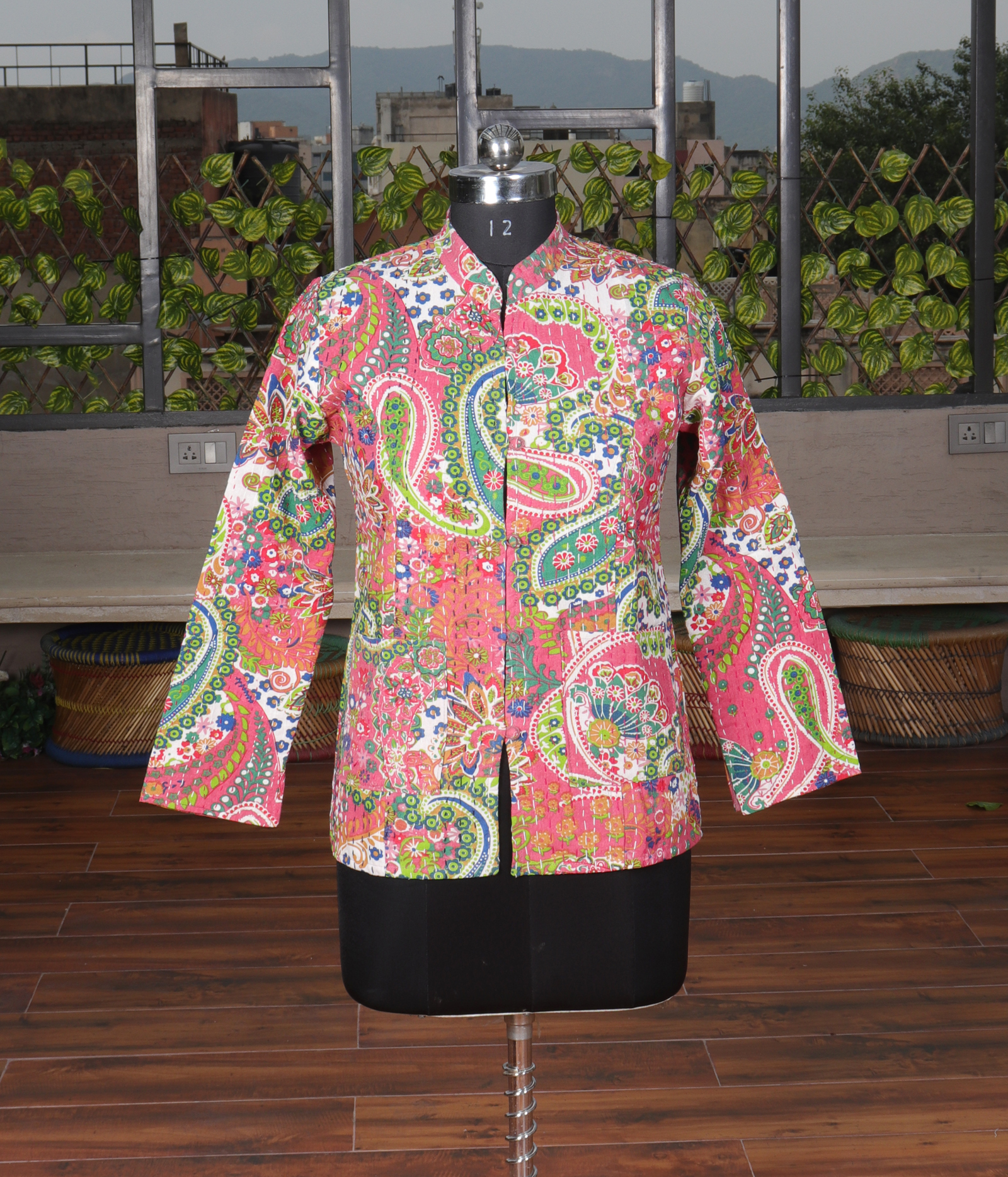 Cotton Kantha Short Jacket - Color: Multicolor