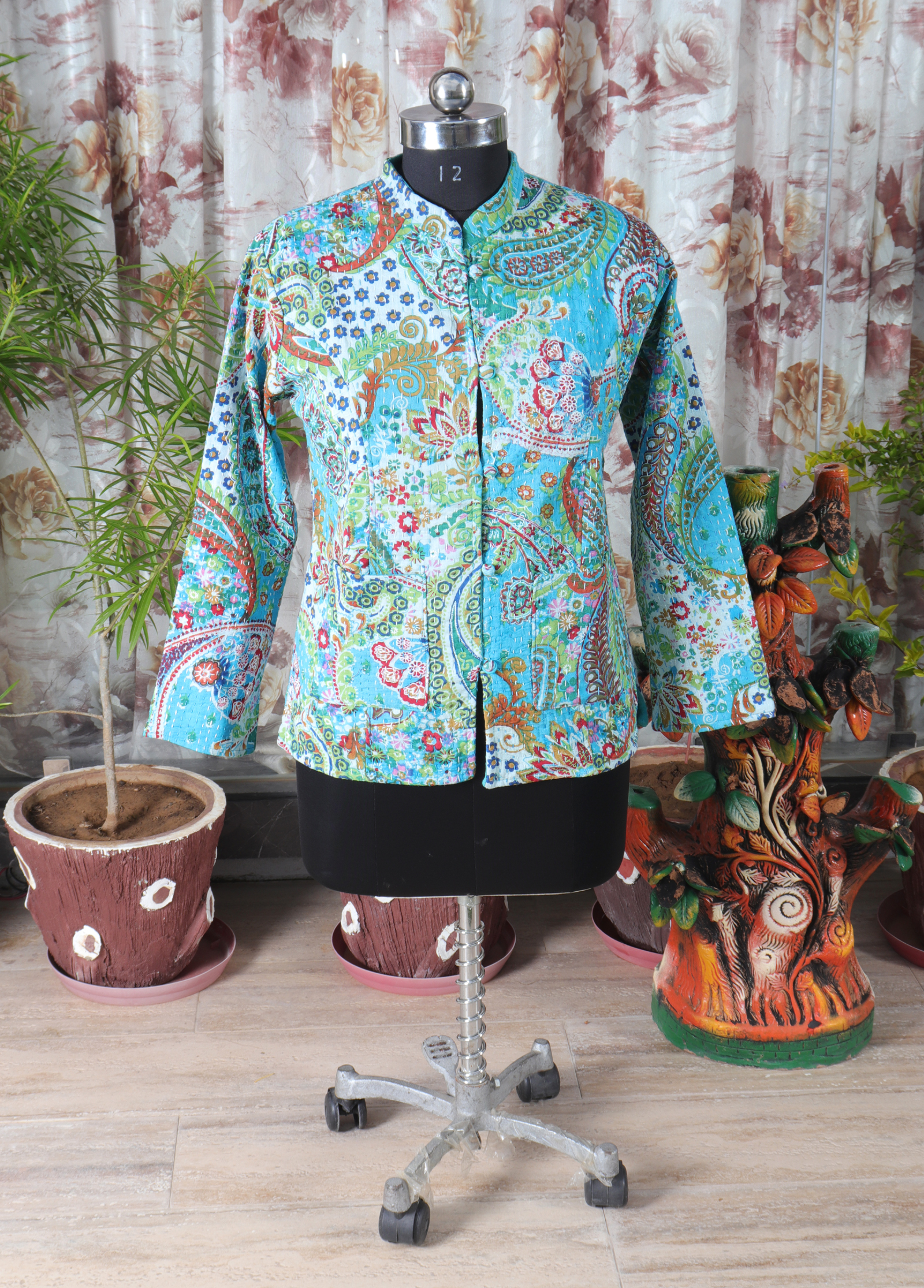 Cotton Kantha Short Jacket - Color: Multicolor