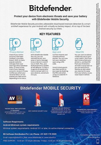 Bitdefender 1 डिवाइस 1 वर्ष मोबाइल सुरक्षा एंड्रॉइड
