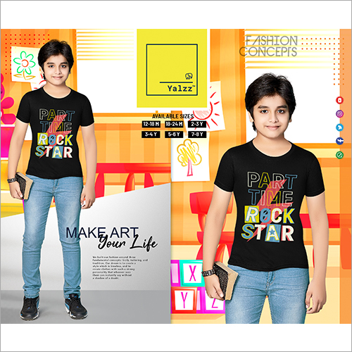 Rock Star Kids T-shirt - Cotton Blend, Various Colors | Printed Pattern, O-neck Collar, Unisex For Children
