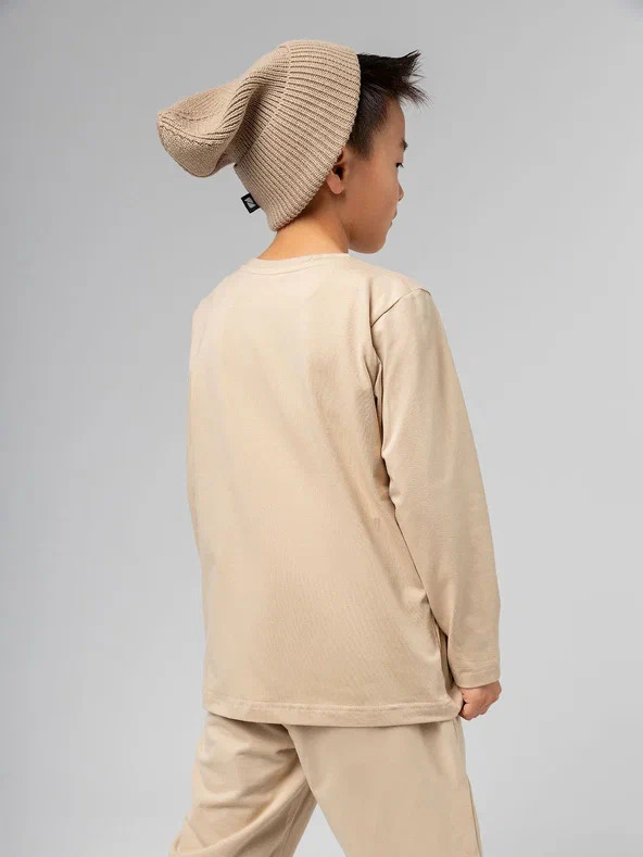Long-slieeve 7-260u - 92% Cotton 8% Lycra, Beige Color, Oversized Fit, Long Sleeves, Crew Neck, Soft Fabric, Stylish Design, Easy Care