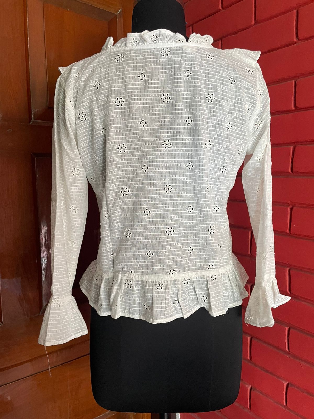 White Schiffli Flare Top