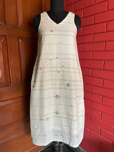 Khadi Long Dress Bust Size: 34 Inch (In)