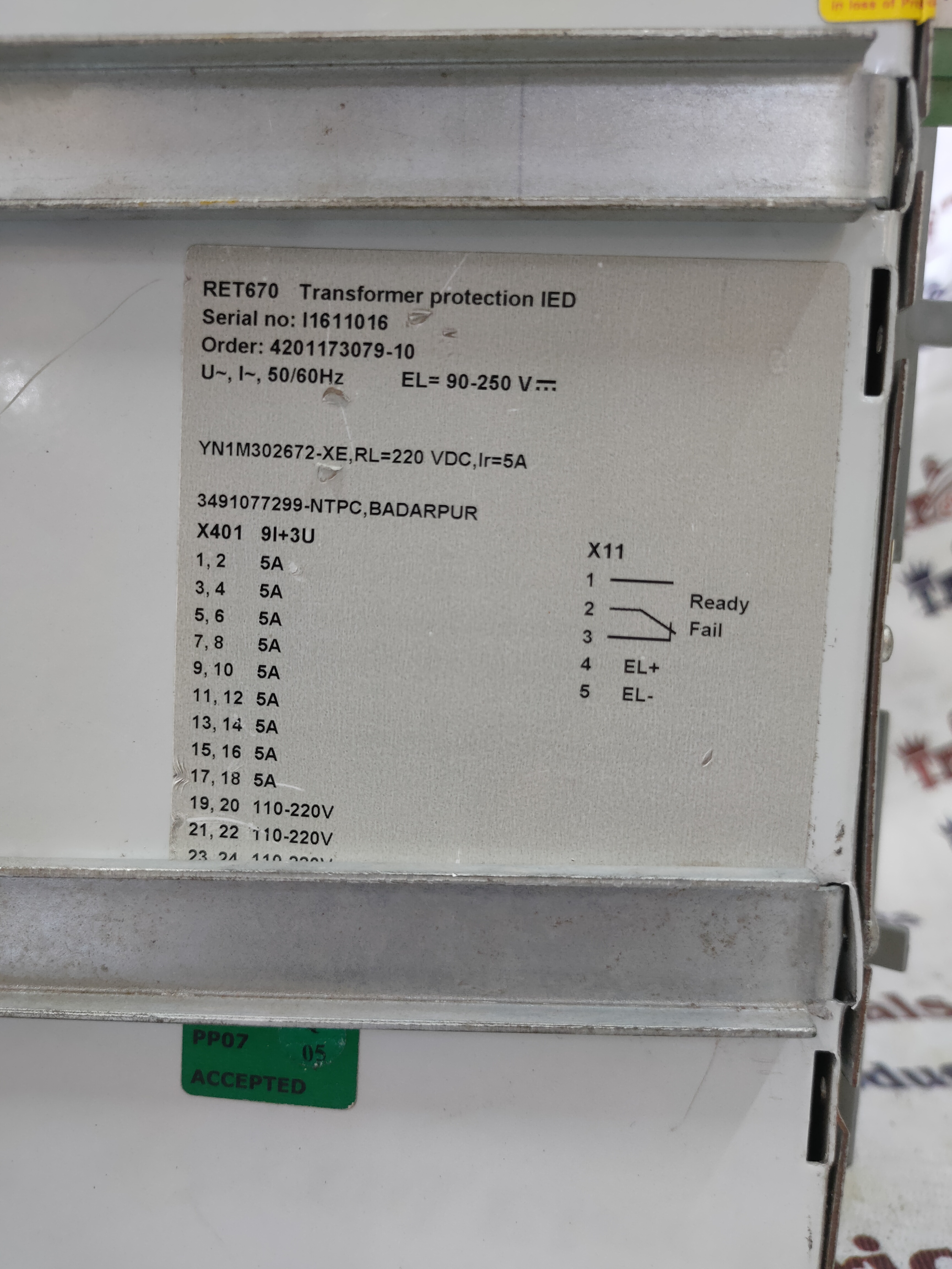 Abb Ret079-10 Protection Relay