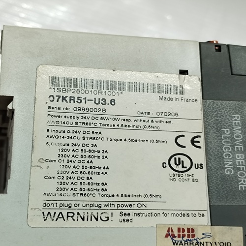 Abb 07kr51-u3.6 (1sbp260010r1001) Plc Module
