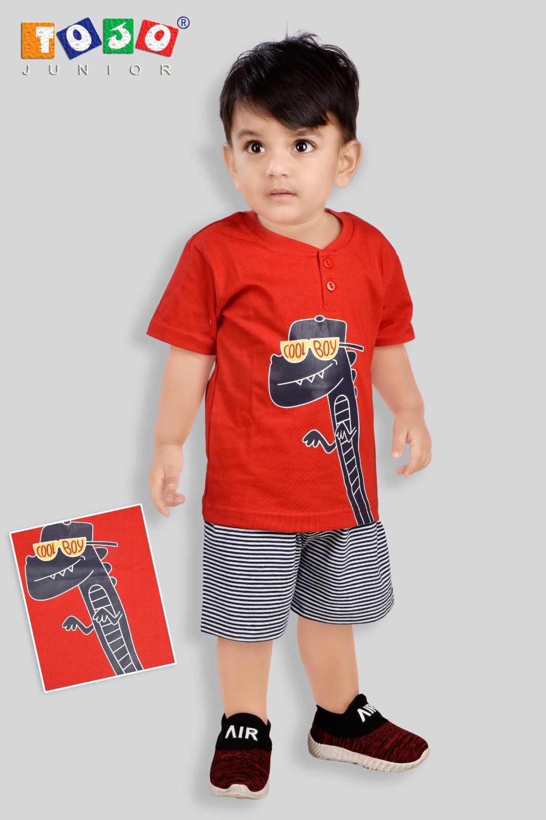 Infants Tojo Junior Baby Suit - Cotton Fabric, 0-6 Months & 6-12, 12-18, 18-24 Months Sizes, Washable, Non-toxic, Trendy Printed Design