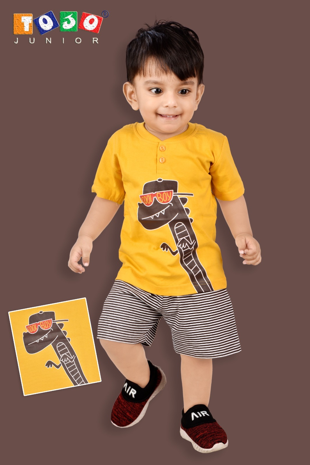 Infants Tojo Junior Baby Suit - Cotton Fabric, 0-6 Months & 6-12, 12-18, 18-24 Months Sizes, Washable, Non-toxic, Trendy Printed Design