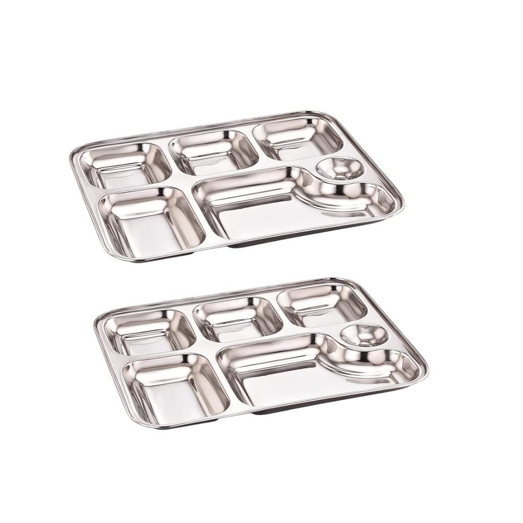 Silver Bhojan Patra Watika Compartment Plate